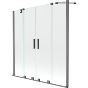 Parawan nawannowy dwuskrzydłowy Mexen Velar transparent gun gray 150x150 cm 1 szt.