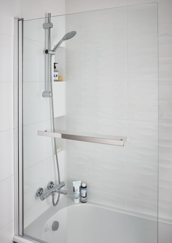 Parawan nawannowy GoodHome Nubia 1-częściowy 150 x 95 cm chrom/szkło transparentne