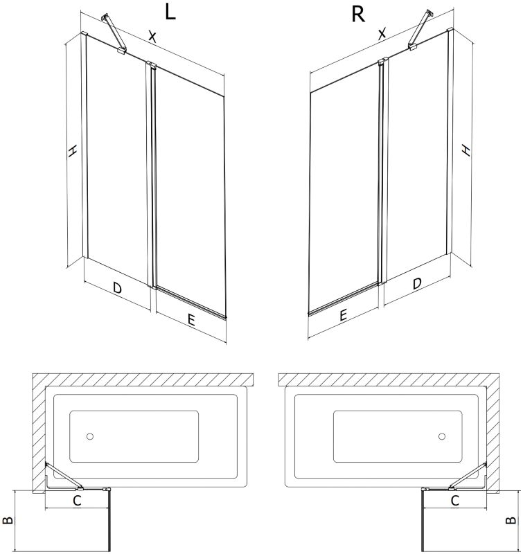 Parawan nawannowy Mexen Mist czarny 120 x 150 cm 2-skrzydłowy - 8A9-120-011-70-70-L 1 szt.