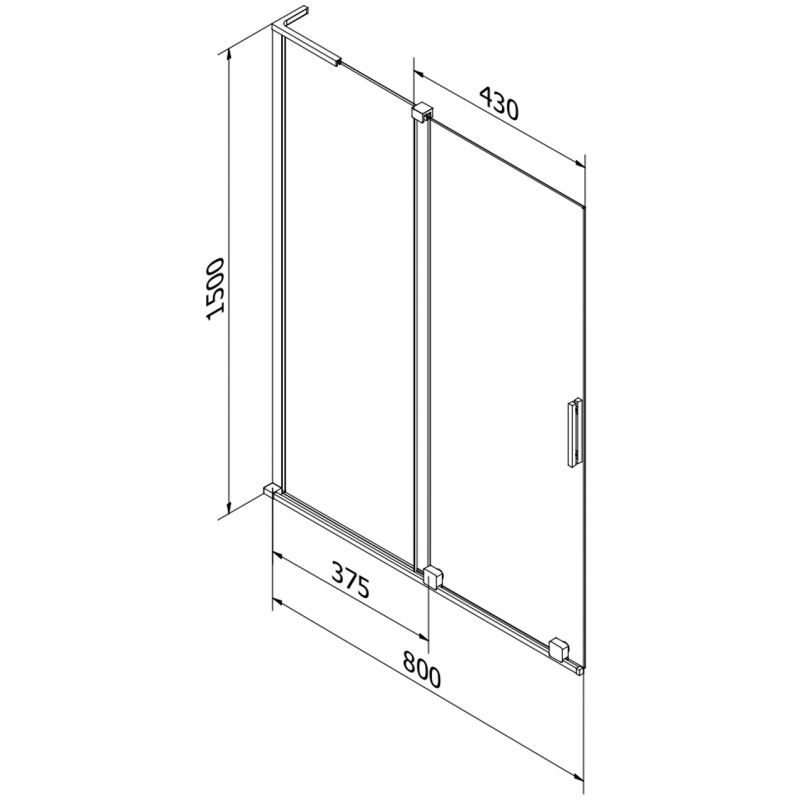 Parawan nawannowy Mexen Velar L transparent czarny 80x150 cm 1 szt.