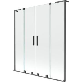 Parawan nawannowy Mexen Velar L transparent gun metal 150x150 cm 1 szt.