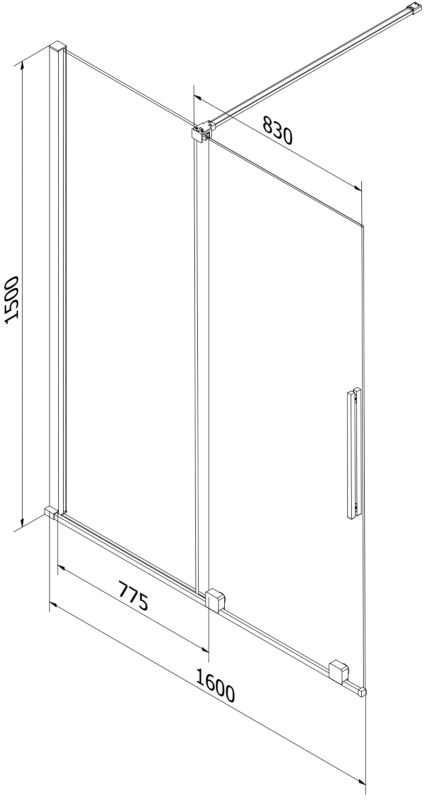 Parawan nawannowy Mexen Velar transparent gun metal 160x150 1 szt.