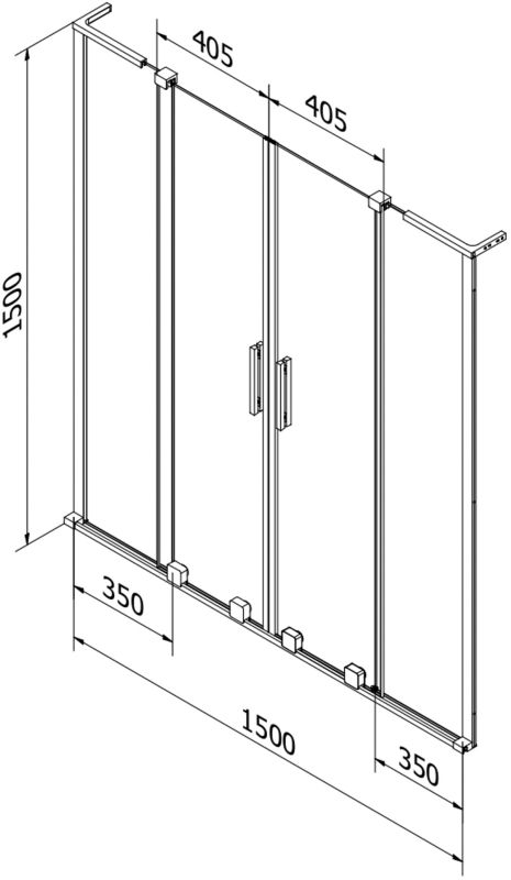 Parawan nawannowy przesuwany Mexen Velar L gun gray 150x150 cm 1 szt.