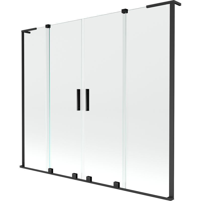 Parawan nawannowy przesuwany Mexen Velar L transparentny/czarny 180x150 cm 1 szt.