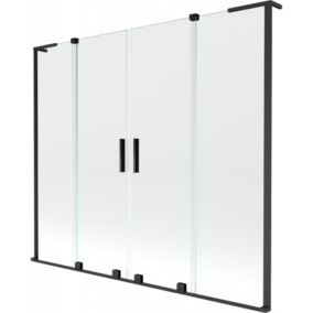 Parawan nawannowy przesuwany Mexen Velar L transparentny/czarny 180x150 cm 1 szt.