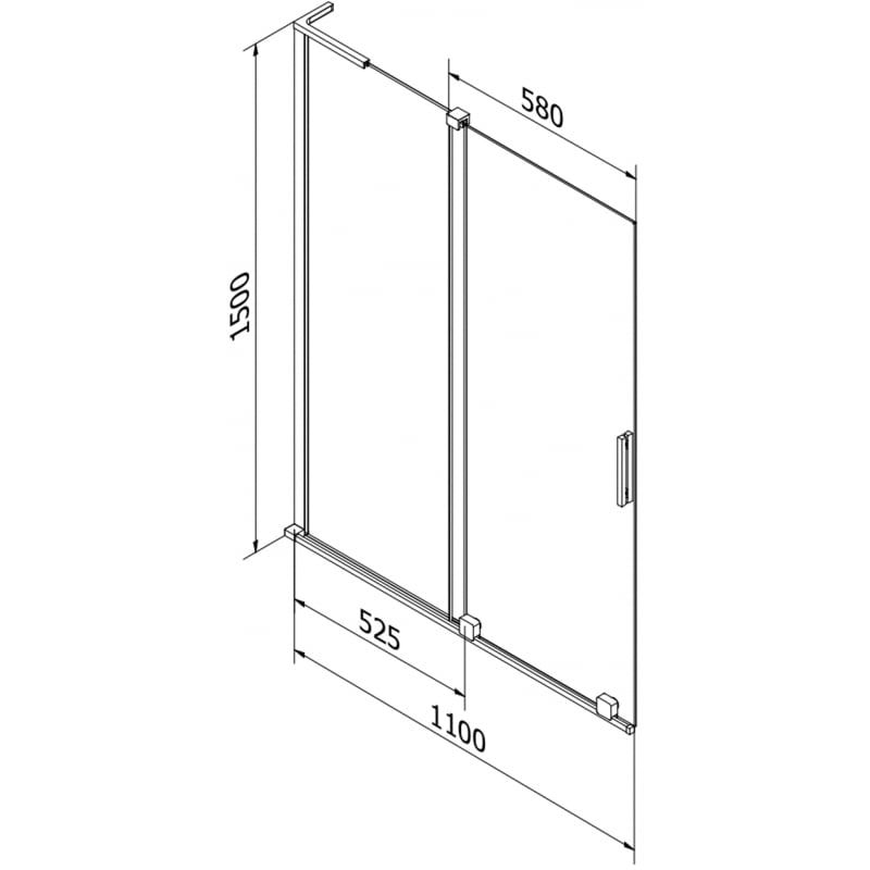 Parawan nawannowy przesuwany Mexen Velar transparent chrom 110x150 cm 2 szt.