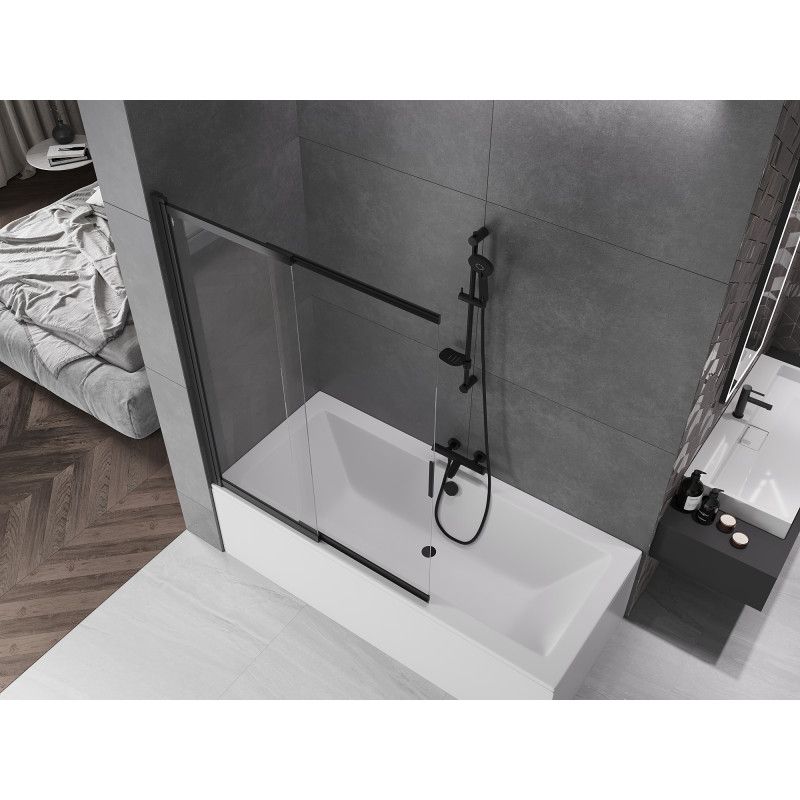 Parawan nawannowy przesuwny Mexen Fox czarny 120x150 cm 1 szt.