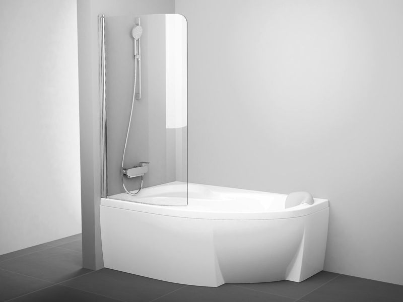 Parawan nawannowy Ravak CVSK1 Rosa 160/170 L jednoczęściowy szkło transparent chrom 1 szt.