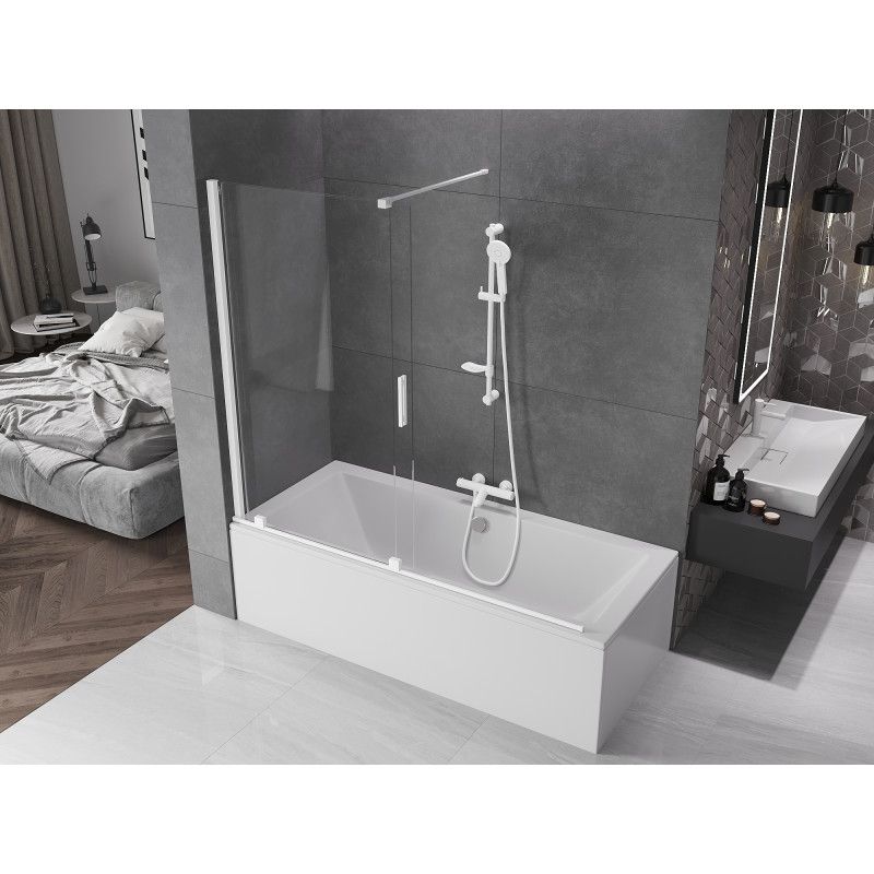 Parawan nawannowy rozsuwany Mexen Velar biały 170x150 cm 1 szt.