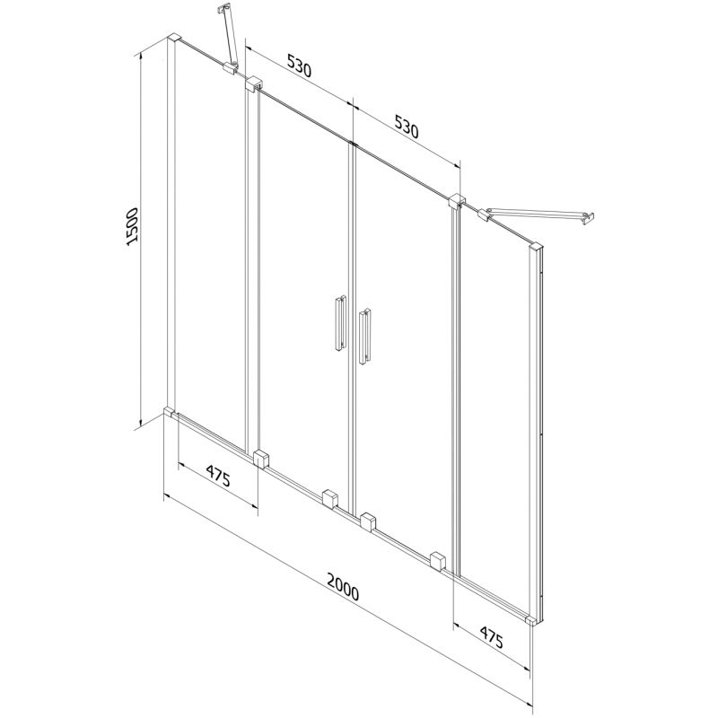 Parawan nawannowy rozsuwany Mexen Velar grafit 200x150 cm 1 szt.