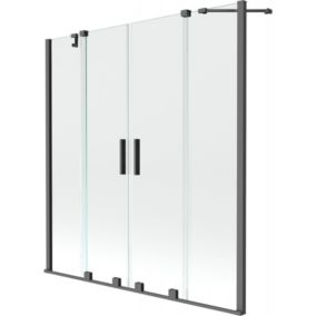 Parawan nawannowy rozsuwany Mexen Velar gun metal 150x150 cm 1 szt.