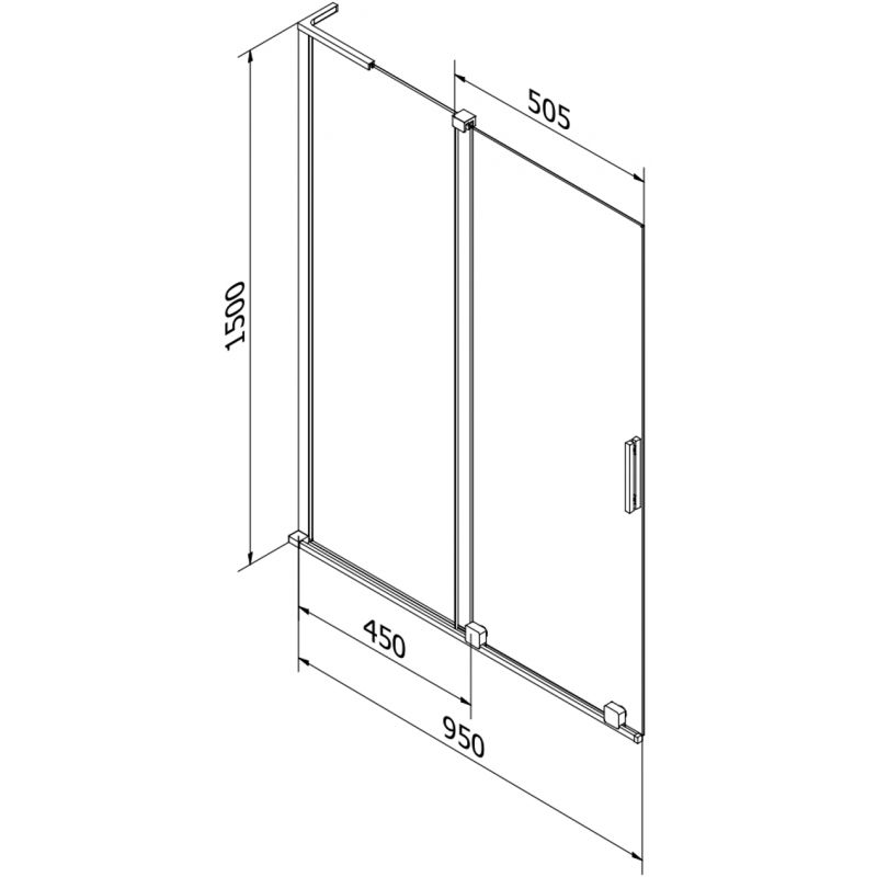 Parawan nawannowy rozsuwany Mexen Velar L grafit 95x150 cm 1 szt.