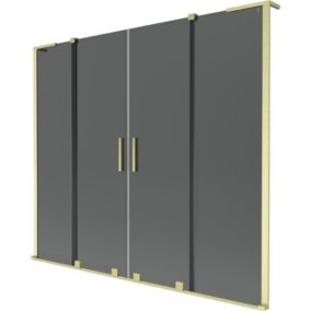 Parawan nawannowy rozsuwany Mexen Velar L grafit złoty 200x150 cm 1 szt.