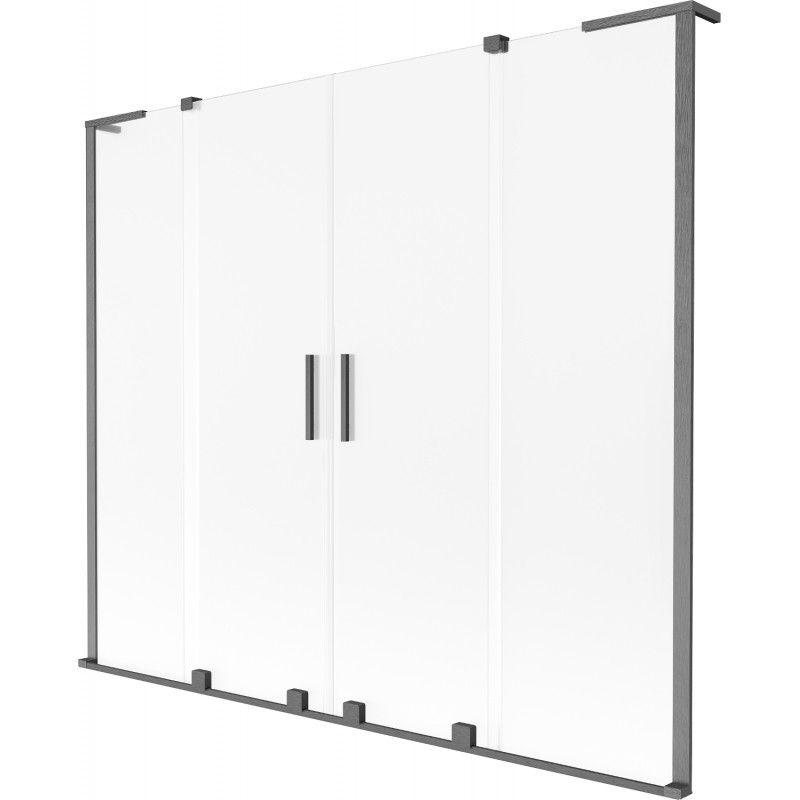 Parawan nawannowy rozsuwany Mexen Velar L gun gray 180x150 cm 1 szt.