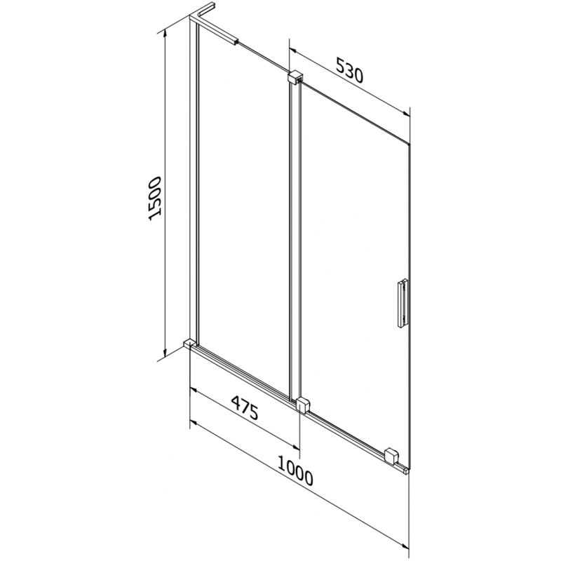 Parawan nawannowy rozsuwany Mexen Velar L szron biały 100x150 cm 1 szt.