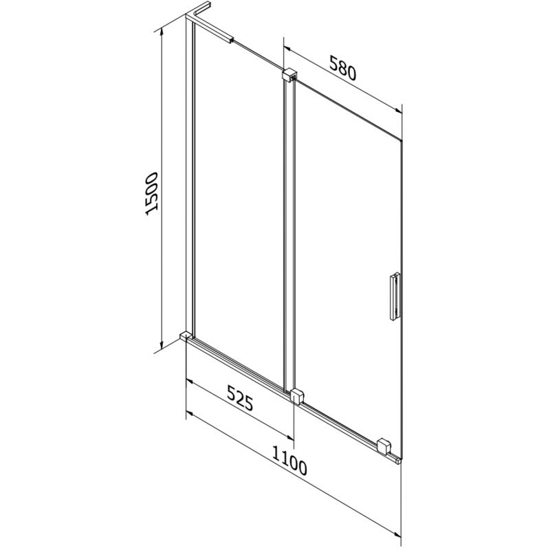 Parawan nawannowy rozsuwany Mexen Velar L transparent 110 x 150 cm 1 szt.