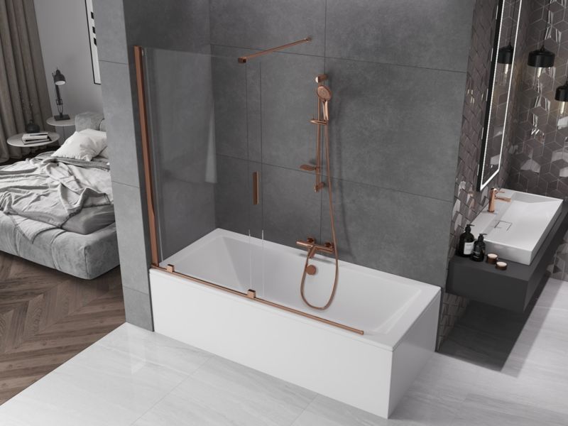 Parawan nawannowy rozsuwany Mexen Velar różowe złoto 160x150 cm 1 szt.