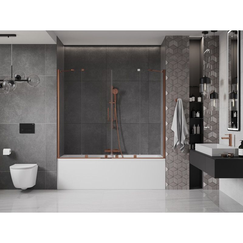 Parawan nawannowy rozsuwany Mexen Velar różowe złoto 200x150 cm 1 szt.