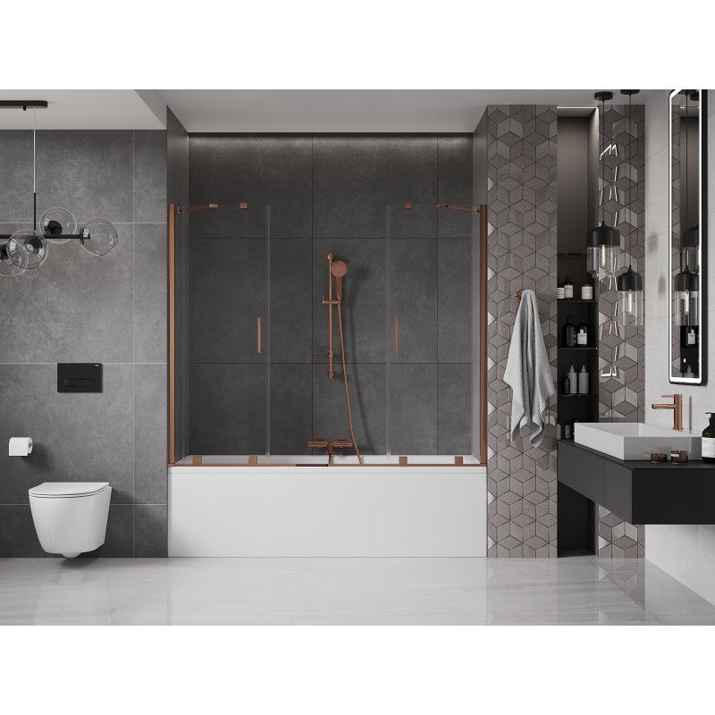 Parawan nawannowy rozsuwany Mexen Velar różowe złoto 200x150 cm 1 szt.