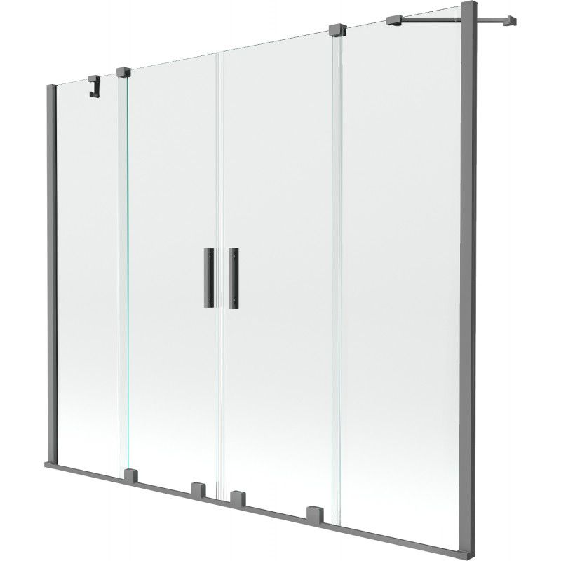 Parawan nawannowy rozsuwany Mexen Velar Transparent 190x150 cm gun metal 1 szt.