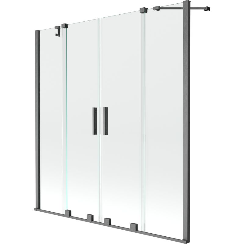 Parawan nawannowy rozsuwany Mexen Velar transparentny gun gray 160x150 cm 1 szt.