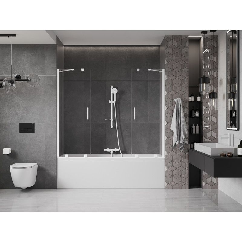 Parawan nawannowy ruchomy Mexen Velar biały transparent 180x150 cm 1 szt.