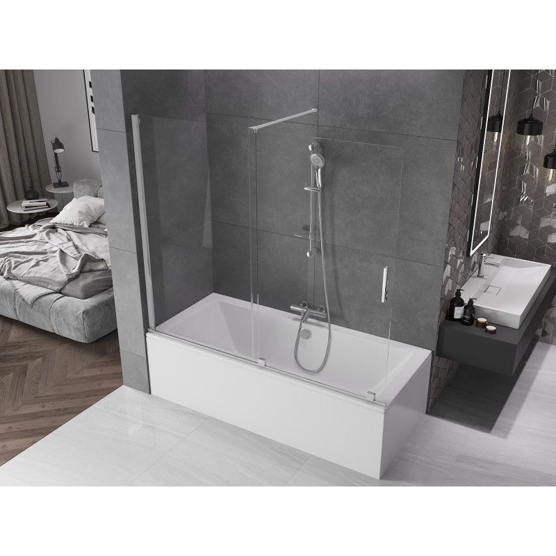 Parawan nawannowy ruchomy Mexen Velar transparent chrom 180x150 cm 1 szt.