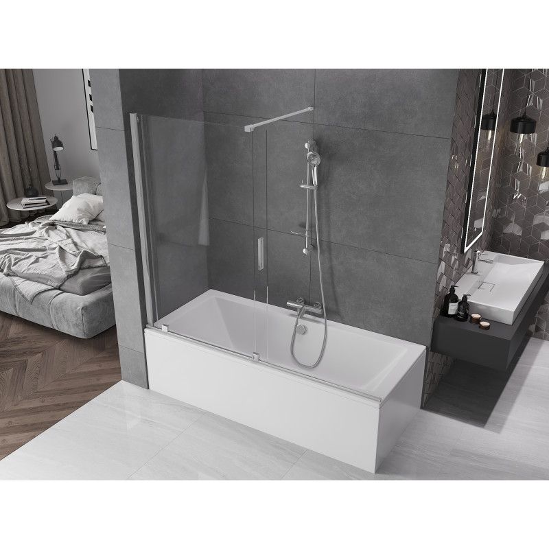 Parawan nawannowy ruchomy Mexen Velar transparent chrom 180x150 cm 1 szt.