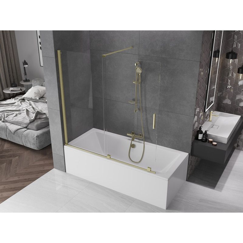 Parawan nawannowy ruchomy Mexen Velar złoty transparent 160 x 150 cm 2 szt.