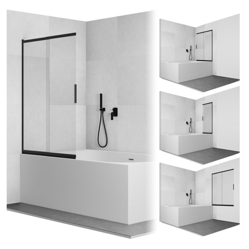 Parawan nawannowy SEVANTE 100x150 cm przesuwny dwuczęściowy MITIS czarny 1 szt.