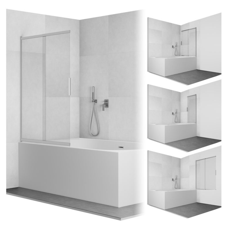 Parawan nawannowy SEVANTE 80x150 cm przesuwny dwuczęściowy MITIS chrom 1 szt.