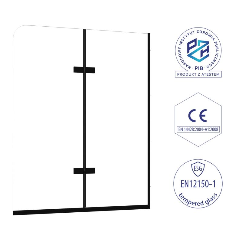 Parawan nawannowy SEVANTE KARIM 140x100 cm dwuczęściowy składany czarny 1 szt.
