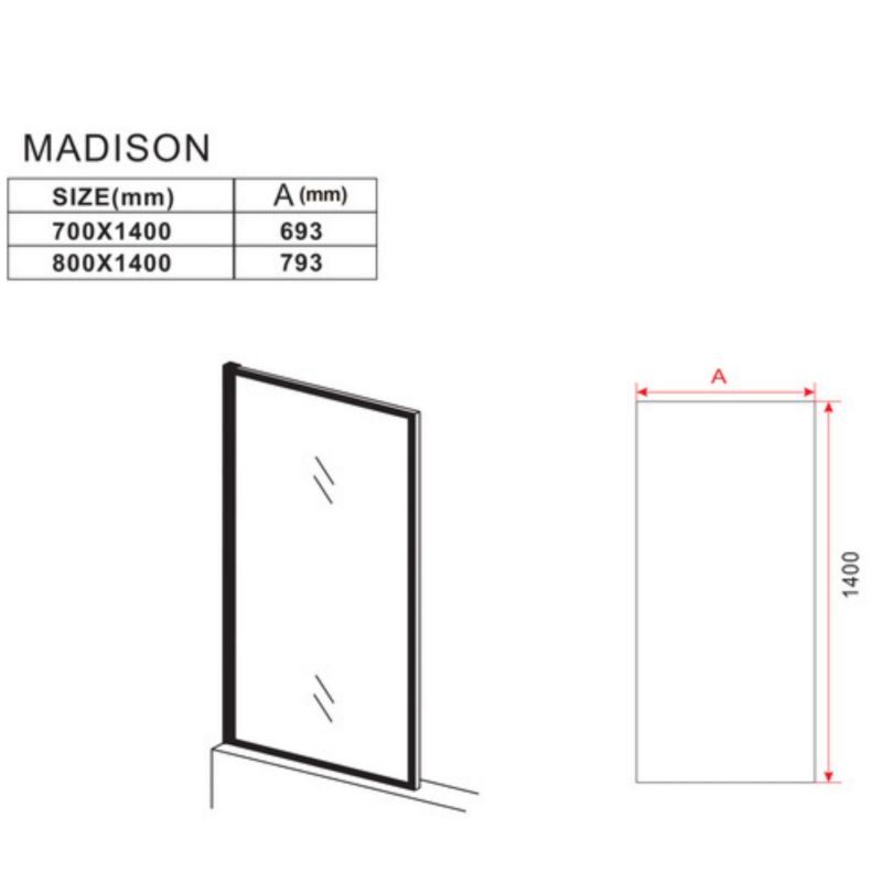 Parawan nawannowy Silla Madison 1-skrzydłowy fix czarny 80 x 140 cm 1 szt.