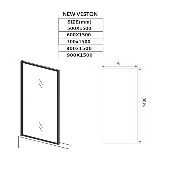 Parawan nawannowy Silla Veston 1-skrzydłowy fix z czarną ramką chrom 80 x 150 cm 1 szt.