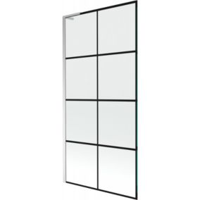 Parawan wannowy Mexen Next L czarny wzór 90x150 cm 1 szt.