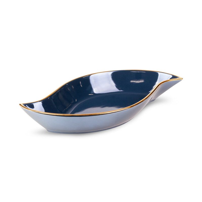 Patera ceramiczna Eurofirany 31 x 17 x 5 cm granatowa złota 1 szt.