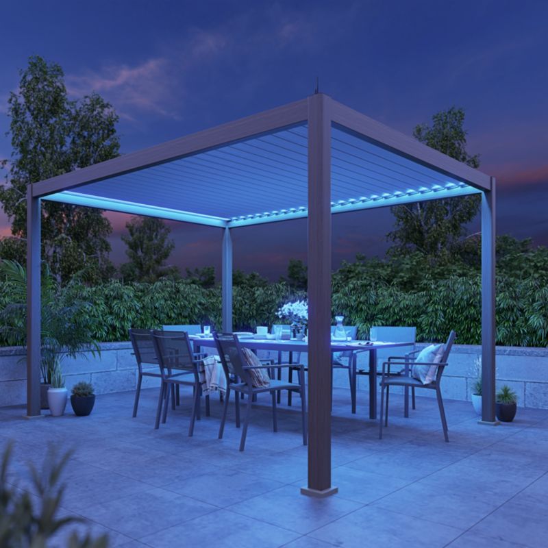 Pawilon Klikstrom Breva automat LED 3 x 4 m efekt drewna