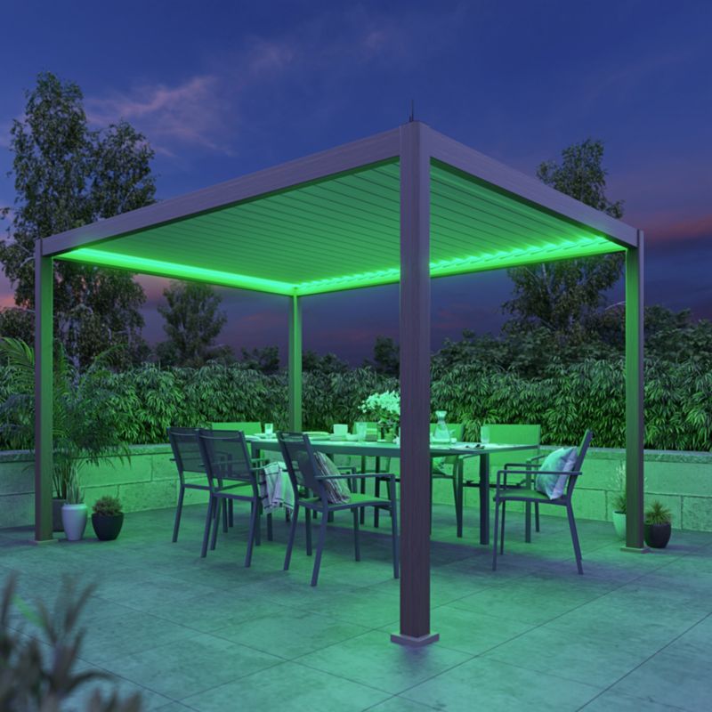 Pawilon Klikstrom Breva automat LED 3 x 4 m efekt drewna
