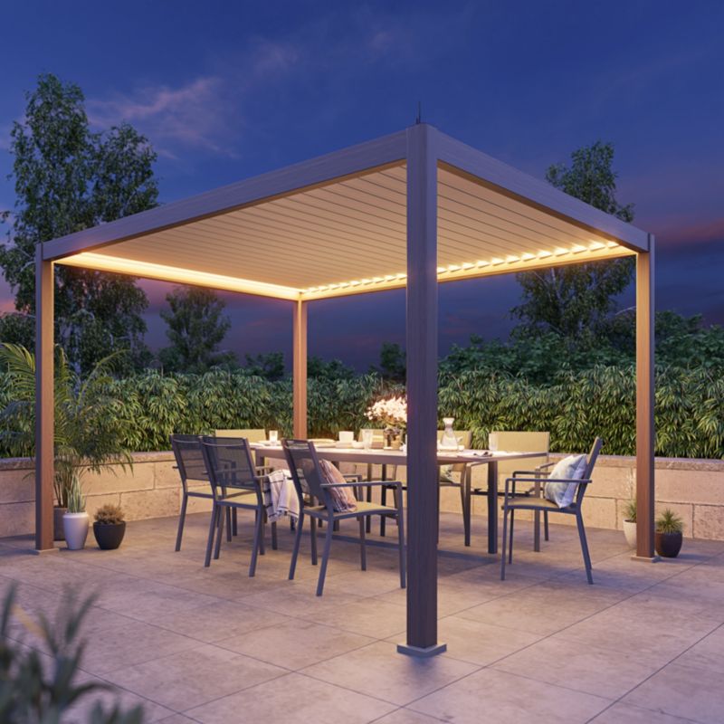 Pawilon Klikstrom Breva automat LED 3 x 4 m efekt drewna