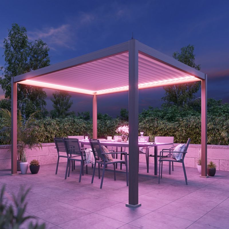 Pawilon Klikstrom Breva automat LED 3 x 4 m efekt drewna