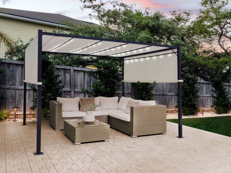 Pawilon ogrodowy LED Parga 310 cm 310 cm Metal Beżowy 1 szt.