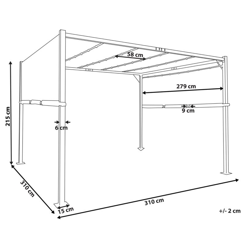 Pawilon ogrodowy LED Parga 310 cm 310 cm Metal Beżowy 1 szt.