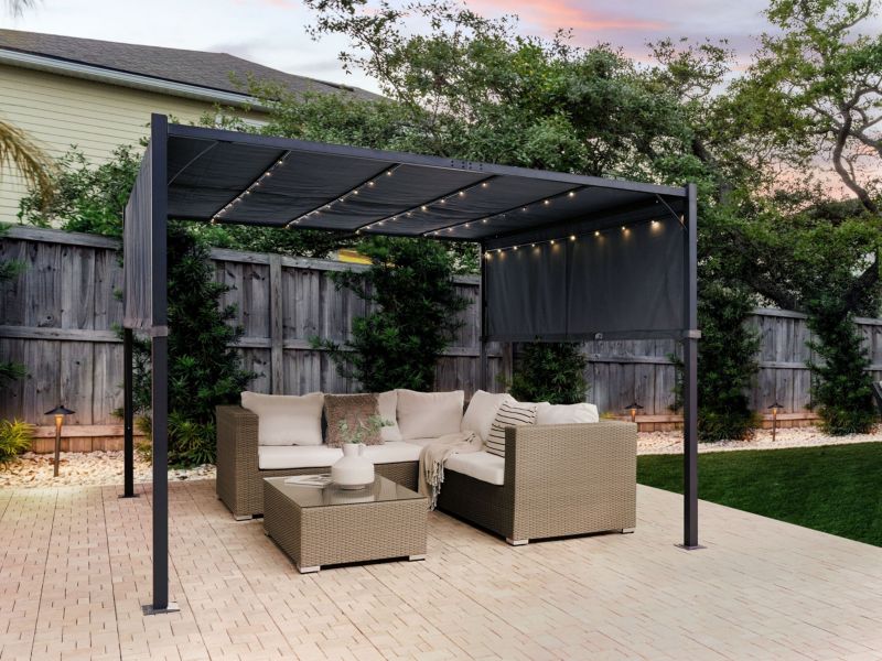 Pawilon ogrodowy LED Parga 310 cm 310 cm Metal Ciemnoszary 1 szt.
