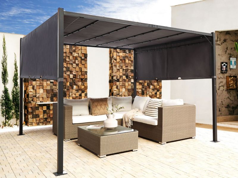 Pawilon ogrodowy LED Parga 310 cm 310 cm Metal Ciemnoszary 1 szt.