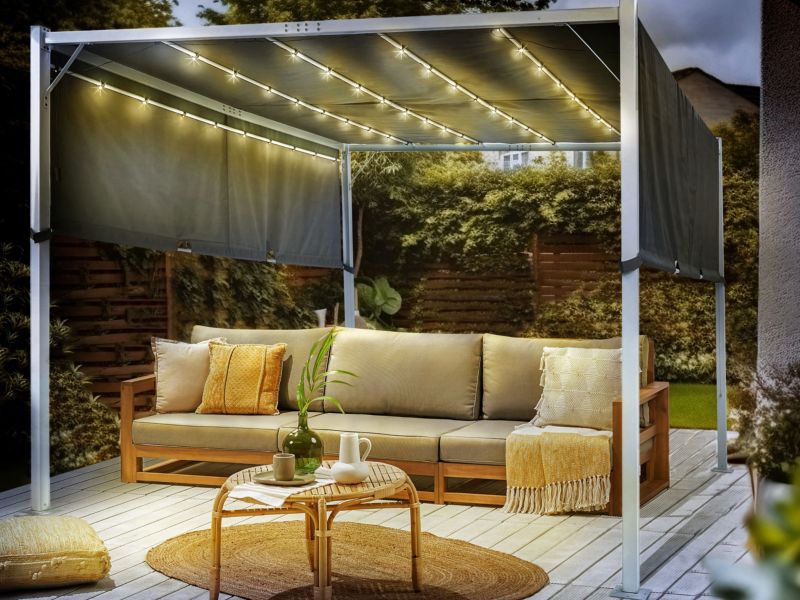 Pawilon ogrodowy LED Parga 310 cm 310 cm Metal Szary 1 szt.
