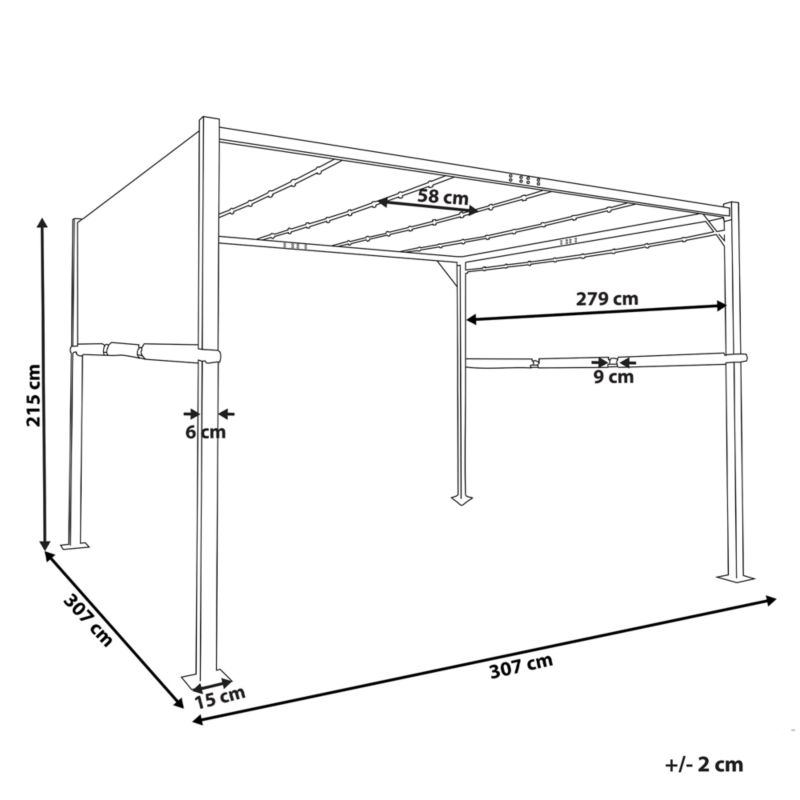 Pawilon ogrodowy LED Parga 310 cm 310 cm Metal Szary 1 szt.