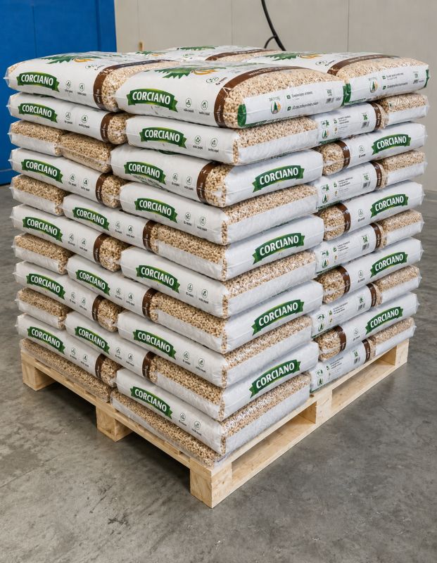 Pellet Corciano drzewny Opał zimowy Paleta 750kg po 15kg 1kpl.
