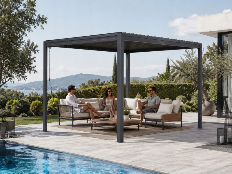 Pergola Corciano Altana Aluminiowa Tarasowa Wiata Borneo 3x3 ogrodowa ruchomy dach 1szt.
