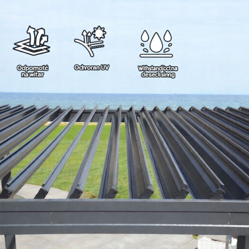 Pergola Corciano Altana Aluminiowa Tarasowa Wiata Borneo 3x3 ogrodowa ruchomy dach 1szt.