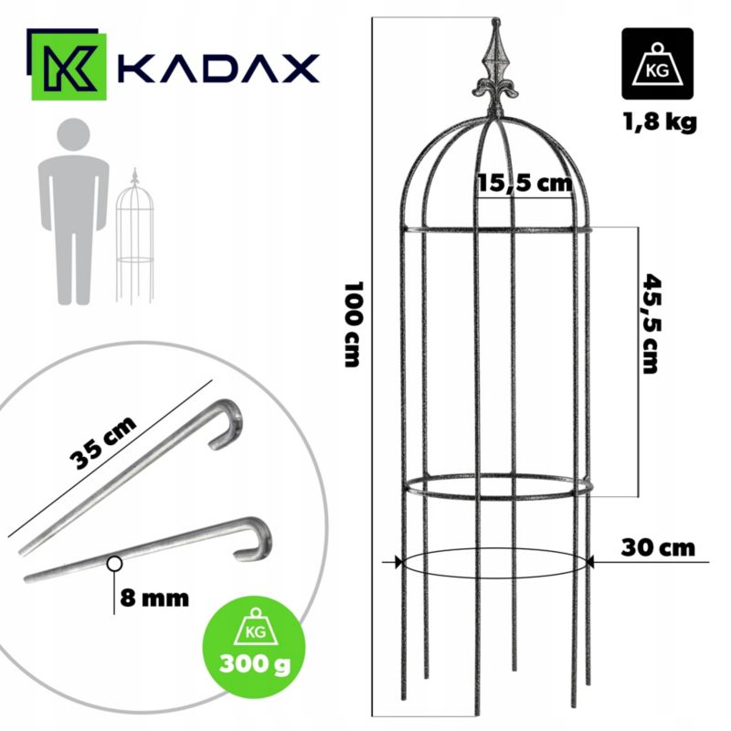 Pergola KADAX Podpora Ogrodowa Do Kwiatów Roślin 100cm 1szt.